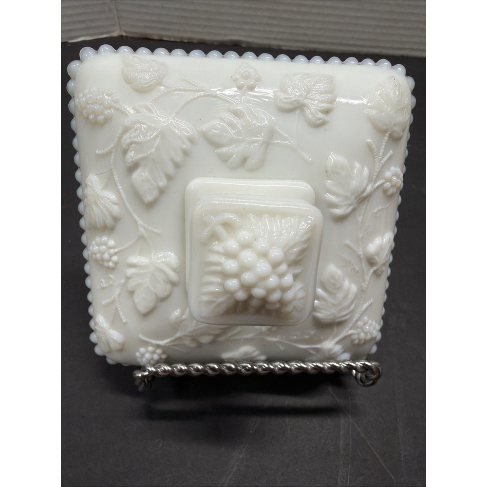 Westmoreland Milk Glass Beaded Grape Wedding Lid Only. See Measurements Photos